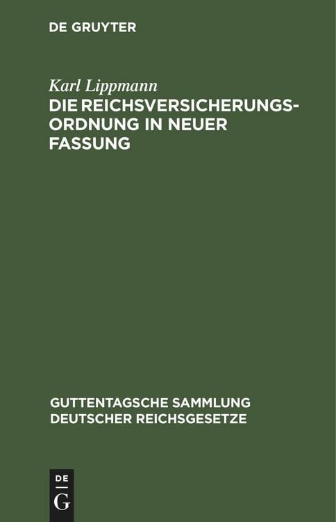 Produktbild: Die Reichsversicherungsordnung in neuer Fassung