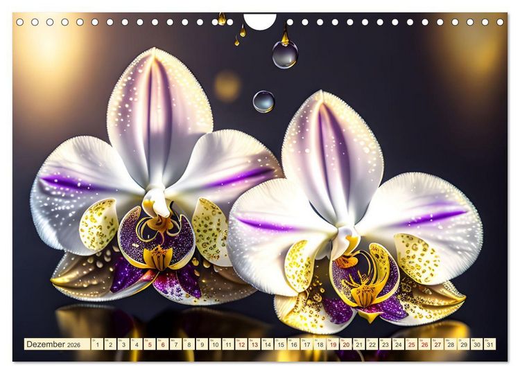 Produktbild: Lieblingsblumen mit goldenen Akzenten (Wandkalender 2026 DIN A4 quer), CALVENDO Monatskalender