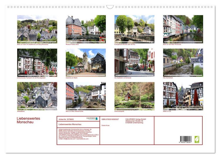 Produktbild: Liebenswertes Monschau (Wandkalender 2026 DIN A2 quer), CALVENDO Monatskalender