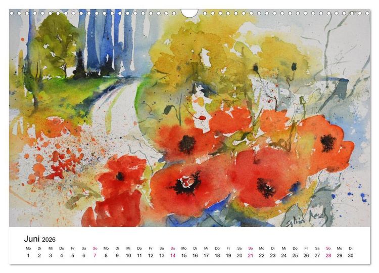 Produktbild: Mit Aquarellen durch das Jahr (Wandkalender 2026 DIN A3 quer), CALVENDO Monatskalender