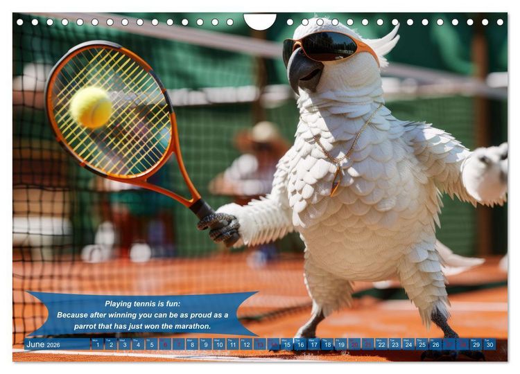 Produktbild: Funny animals as tennis players (Wall Calendar 2026 DIN A4 landscape), CALVENDO 12 Month Wall Calendar