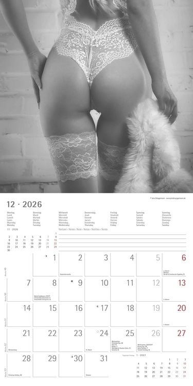 Produktbild: Feminine 2026 - Broschürenkalender 30x30 cm (30x60 geöffnet) - Kalender mit Platz für Notizen - Feminin - Bildkalender - Wandplaner - Erotikkalender