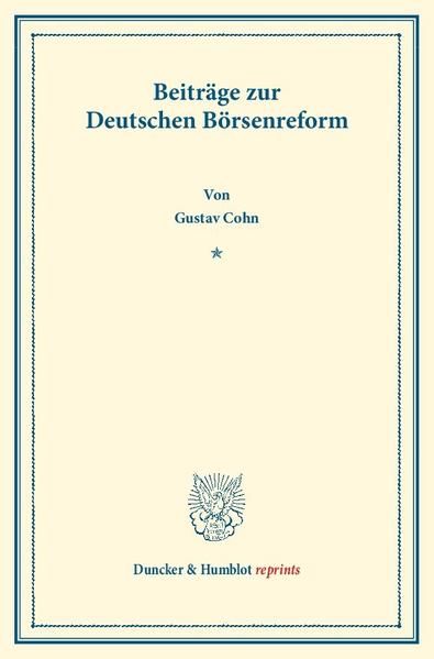 Produktbild: Beitr&auml;ge zur Deutschen B&ouml;rsenreform.