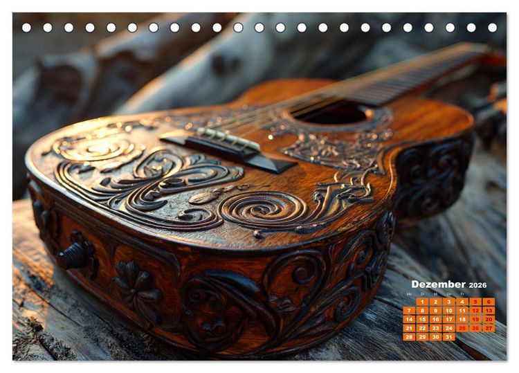 Produktbild: Sechs Saiten, Zw&ouml;lf Monate - Der Gitarrenkalender (Tischkalender 2026 DIN A5 quer), CALVENDO Monatskalender