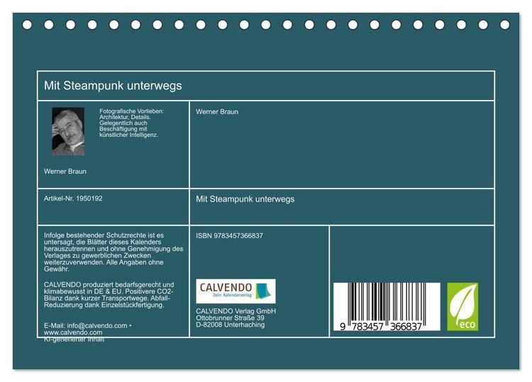 Produktbild: Mit Steampunk unterwegs (Tischkalender 2026 DIN A5 quer), CALVENDO Monatskalender