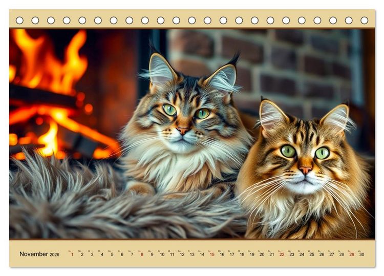 Produktbild: Maine Coon - Intelligent und verspielt (Tischkalender 2026 DIN A5 quer), CALVENDO Monatskalender