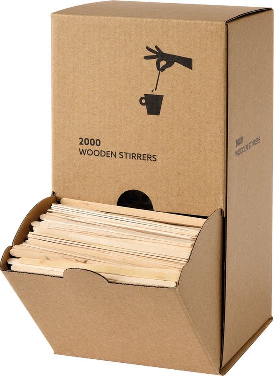 Produktbild: DUNI R&uuml;hrst&auml;bchen Holz, Spenderbox 2000 St&uuml;ck