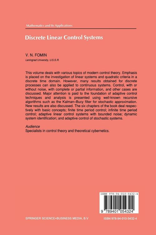 Produktbild: Discrete Linear Control Systems