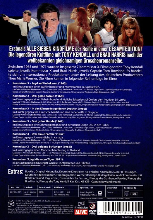 Produktbild: Kommissar X - Die Gesamtedition: Alle 7 Filme (Filmjuwelen) [7 DVDs]