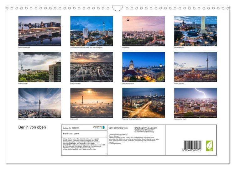 Produktbild: Berlin von oben (Wandkalender 2026 DIN A3 quer), CALVENDO Monatskalender