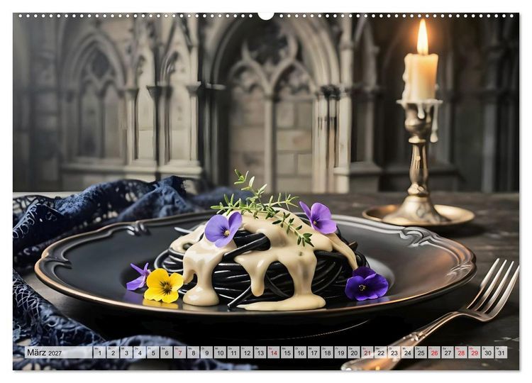Produktbild: Schattenbankett - Gothic Fine Dining &ndash; 12 Men&uuml;s in dunkler Eleganz (Wandkalender 2027 DIN A2 quer), CALVENDO Monatskalender