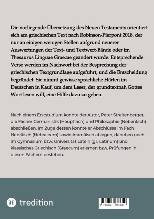 Produktbild: Das Neue Testament nach Robinson-Pierpont