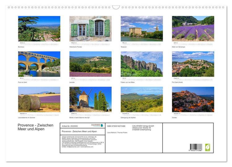 Produktbild: Provence - Zwischen Meer und Alpen (Wandkalender 2026 DIN A2 quer), CALVENDO Monatskalender