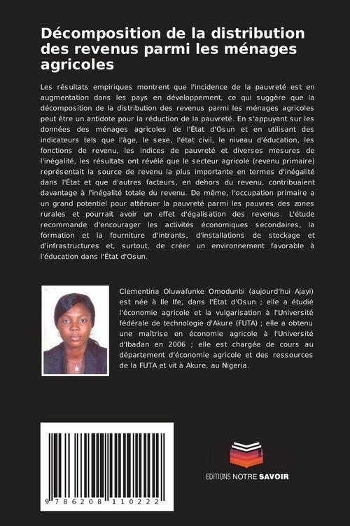 Produktbild: D&eacute;composition de la distribution des revenus parmi les m&eacute;nages agricoles