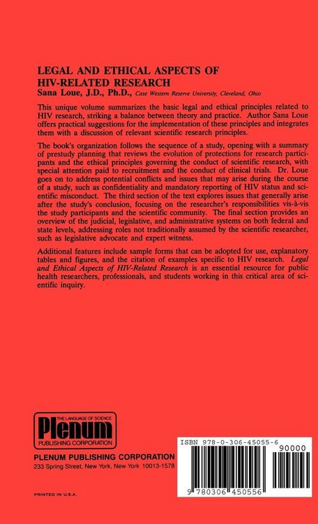 Produktbild: Legal and Ethical Aspects of HIV-Related Research