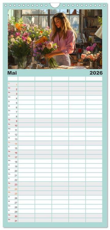 Produktbild: Familienplaner 2026 - Erlebe mit mir die bunte Welt der Kreativit&auml;t mit 5 Spalten (Wandkalender, 21 x 45 cm) CALVENDO