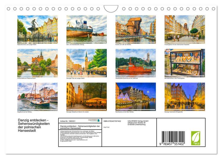 Produktbild: Danzig entdecken - Sehensw&uuml;rdigkeiten der polnischen Hansestadt (Wandkalender 2026 DIN A4 quer), CALVENDO Monatskalender