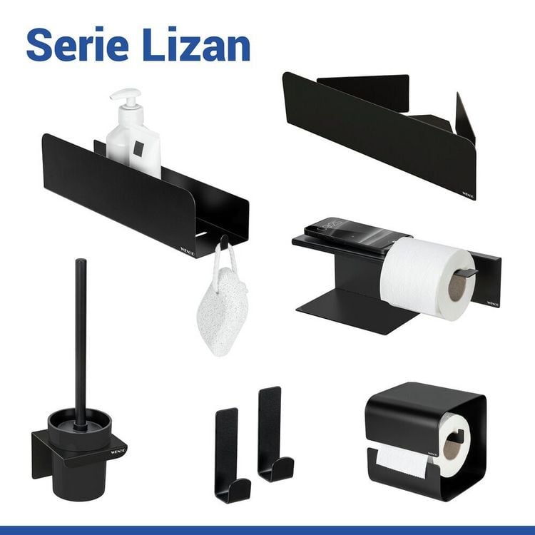 Produktbild: Turbo-Loc&reg; Toilettenpapierhalter Mod. Lizan Schwarz, Befestigen ohne Bohren