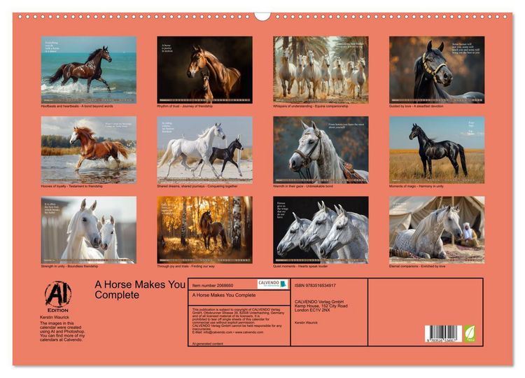 Produktbild: A Horse Makes You Complete (Wall Calendar 2026 DIN A2 landscape), CALVENDO 12 Month Wall Calendar