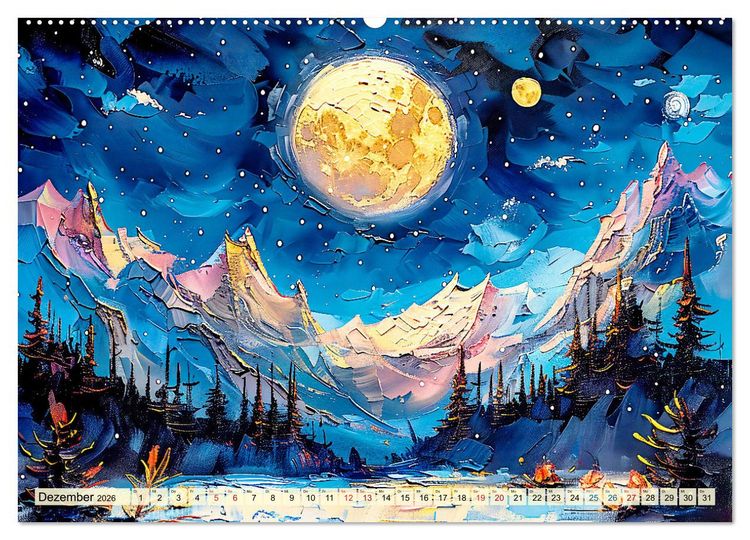 Produktbild: Blumenn&auml;chte im Mondlicht - Poesie des Himmels und der Erde (hochwertiger Premium Wandkalender 2026 DIN A2 quer), Kunstdruck in Hochglanz