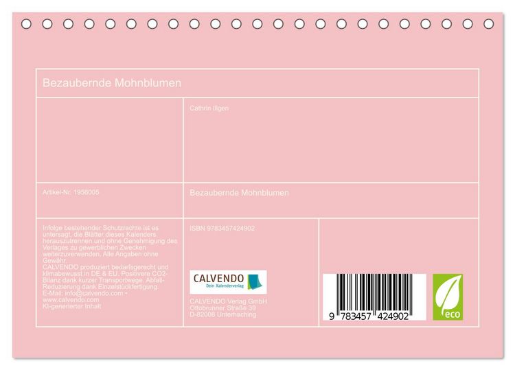 Produktbild: Bezaubernde Mohnblumen (Tischkalender 2026 DIN A5 quer), CALVENDO Monatskalender