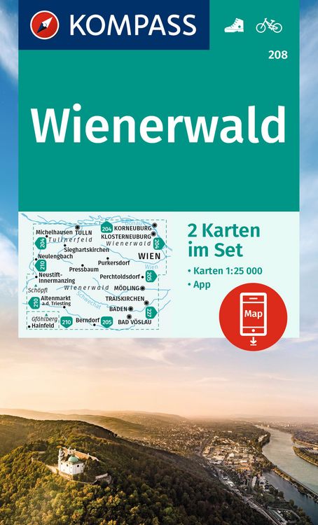 Produktbild: KOMPASS Wanderkarten-Set 208 Wienerwald (2 Karten) 1:25.000