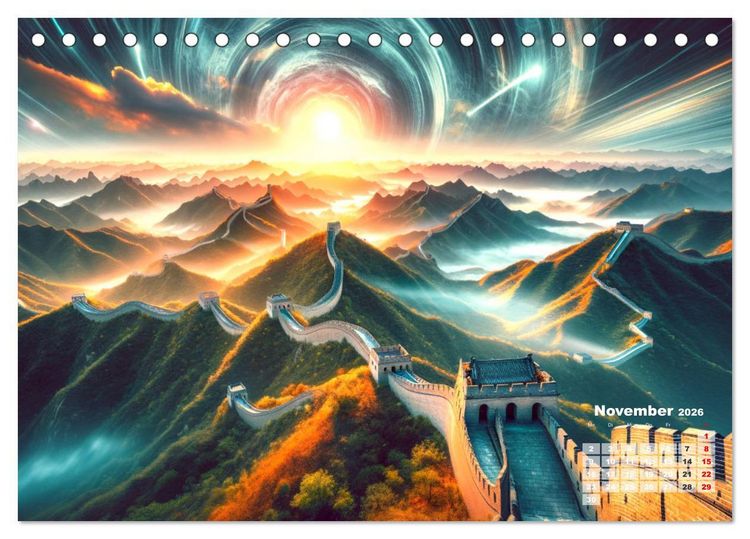 Produktbild: Weltwunder: Antike und neue: Visualisiert durch Moderne KI-Kunst (Tischkalender 2026 DIN A5 quer), CALVENDO Monatskalender