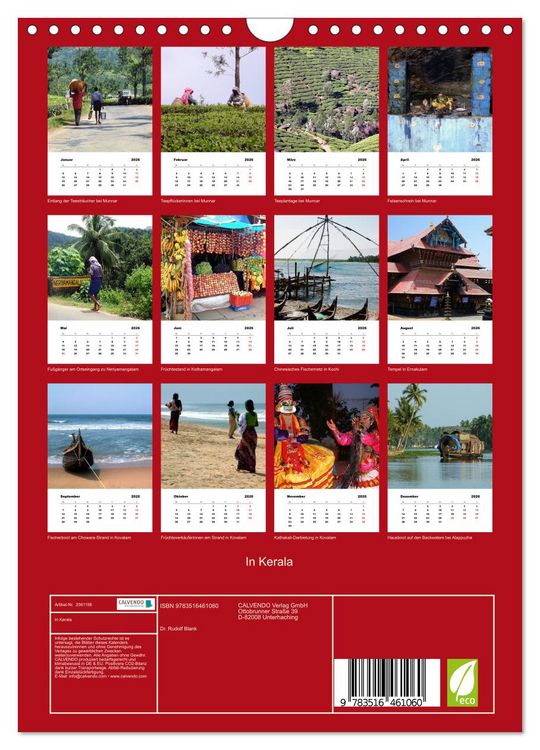 Produktbild: In Kerala (Wandkalender 2026 DIN A4 hoch), CALVENDO Monatskalender
