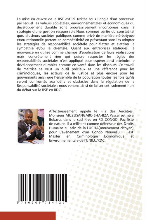 Produktbild: Mise en &iquest;uvre de la RSE publiques pour le d&eacute;veloppement durable en RDC