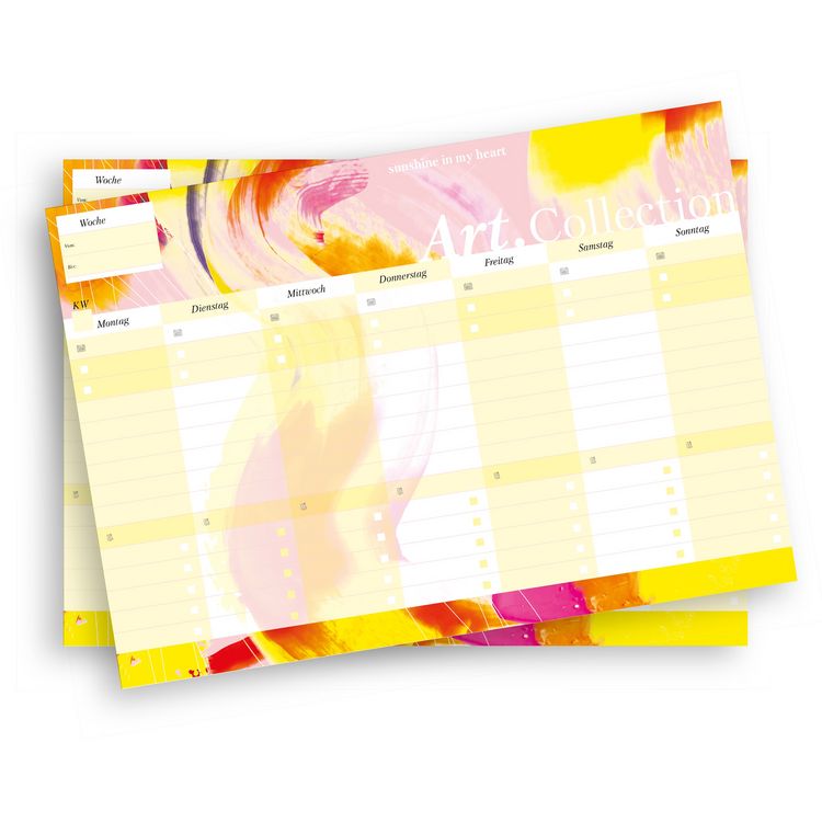 Produktbild: Notizblock-Set mit Kalender ohne Datum f&uuml;r den Schreibtisch. Immerw&auml;hrender Terminplaner mit 50 Blatt zum Abrei&szlig;en. Wochenplaner undatiert im Querformat f&uuml;rs B&uuml;ro oder zu Hause. Aus der Art.Collection von Stay Inspired