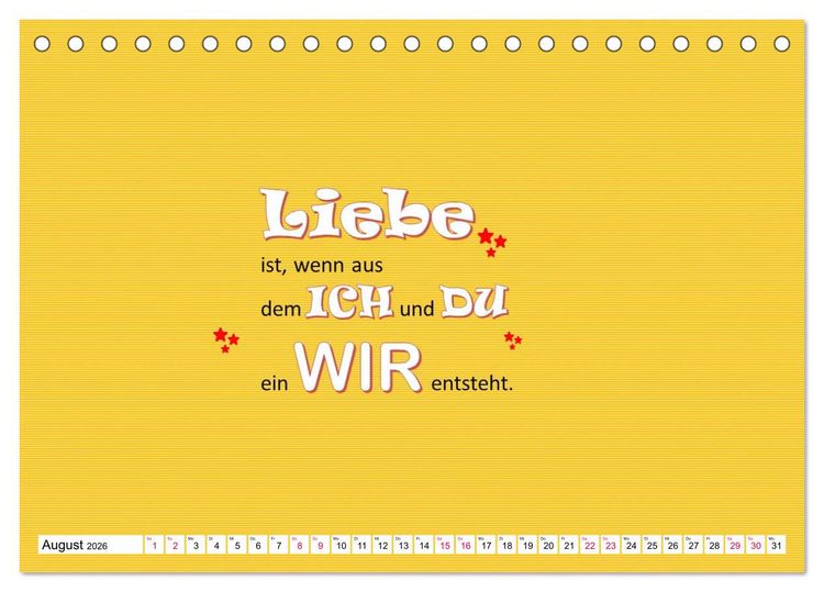 Produktbild: Zitate und Spr&uuml;che In Sachen LIEBE (Tischkalender 2026 DIN A5 quer), CALVENDO Monatskalender