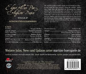 Produktbild: Die geheimnisvollen F&auml;lle von Edgar Allan Poe und Auguste Dupin - Sodom und Gomorrha,1 Audio-CD