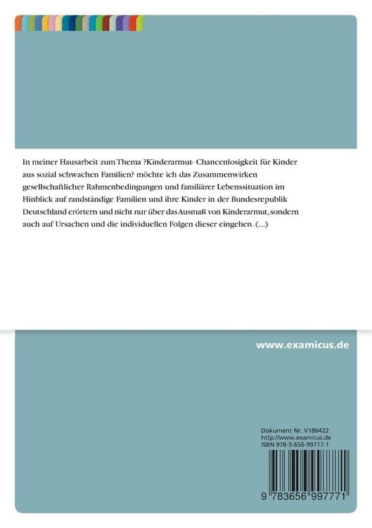 Produktbild: Kinderarmut - Chancenlosigkeit von Kindern aus sozial schwachen Familien
