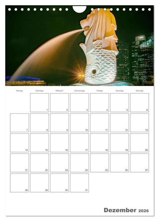 Produktbild: Unterwegs in Singapur (Wandkalender 2026 DIN A4 hoch), CALVENDO Monatskalender