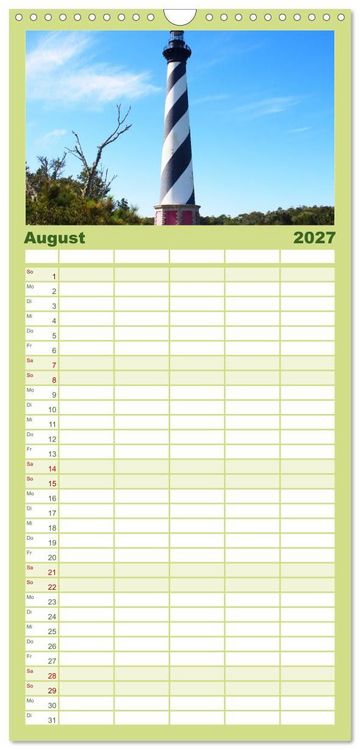 Produktbild: Familienplaner 2027 - Leuchtt&uuml;rme - Wegweisend durch das Jahr mit 5 Spalten (Wandkalender, 21 x 45 cm) CALVENDO