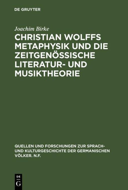 Bild vom Artikel Christian Wolffs Metaphysik und die zeitgenössische Literatur- und Musiktheorie vom Autor Joachim Birke