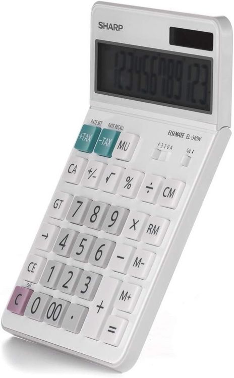 Produktbild: Sharp Tischrechner EL-340 W mit beweglichem Display, 12 Stellen, Solar/Batterie