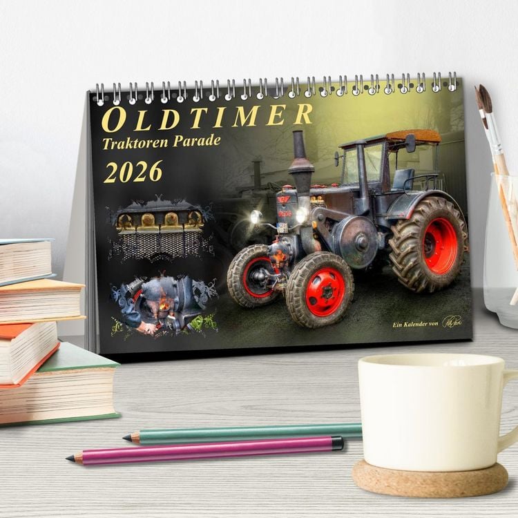 Produktbild: Oldtimer - Traktoren Parade (Tischkalender 2026 DIN A5 quer), CALVENDO Monatskalender