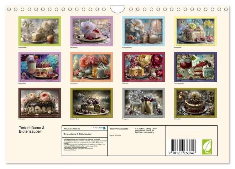 Produktbild: Tortentr&auml;ume & Bl&uuml;tenzauber (Wandkalender 2026 DIN A4 quer), CALVENDO Monatskalender