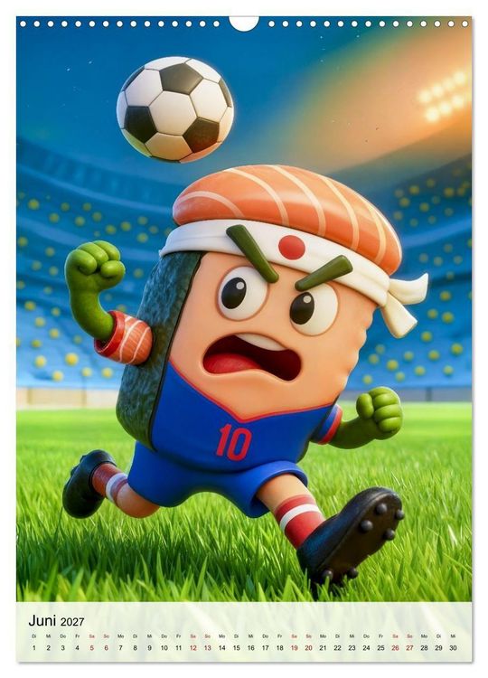 Produktbild: Food‑Fu&szlig;baller - Lustiger kulinarischer Fu&szlig;ballspa&szlig; (Wandkalender 2027 DIN A3 hoch), CALVENDO Monatskalender