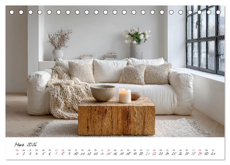Produktbild: Scandi Interiors - Skandinavisches Wohngl&uuml;ck f&uuml;r Zuhause (Tischkalender 2026 DIN A5 quer), CALVENDO Monatskalender