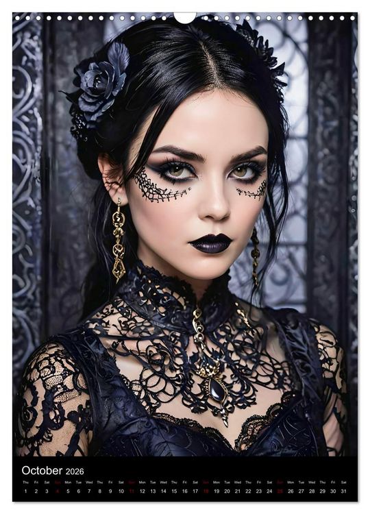 Produktbild: AI Gothic world - Mystical beauties of the night (Wall Calendar 2026 DIN A3 portrait), CALVENDO 12 Month Wall Calendar