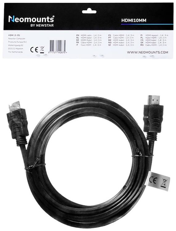 Produktbild: Neomounts HDMI Anschlusskabel HDMI-A Stecker 3.00 m HDMI10MM HDMI-Kabel