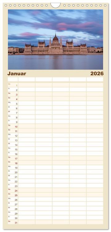 Produktbild: Familienplaner 2026 - KAISERLICHES BUDAPEST mit 5 Spalten (Wandkalender, 21 x 45 cm) CALVENDO