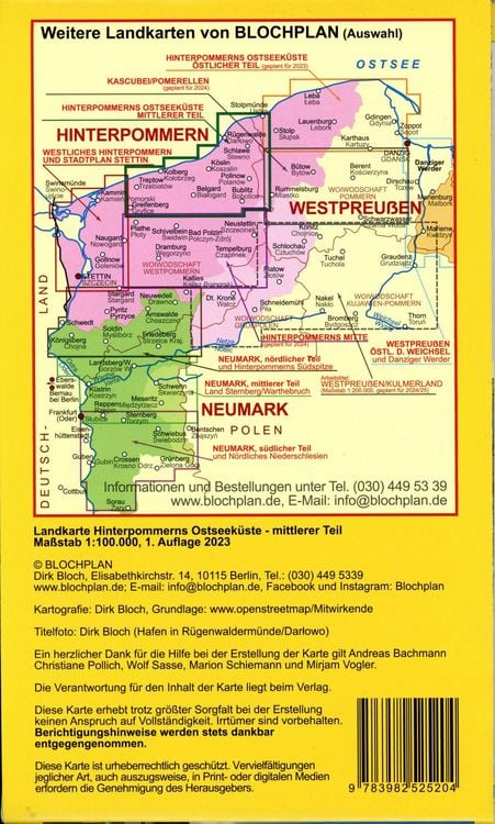 Produktbild: Landkarte Hinterpommerns Ostseek&uuml;ste - mittlerer Teil