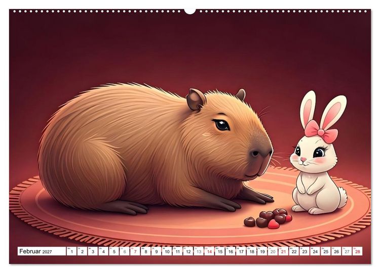 Produktbild: Capybara Carlo und die vier Jahreszeiten (hochwertiger Premium Wandkalender 2027 DIN A2 quer), Kunstdruck in Hochglanz