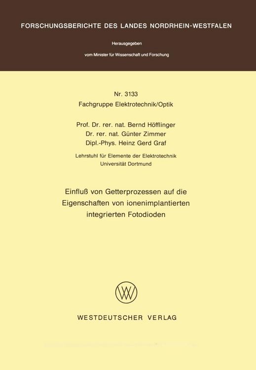 Produktbild: Einflu&szlig; von Getterprozessen auf die Eigenschaften von ionenimplantierten integrierten Fotodioden