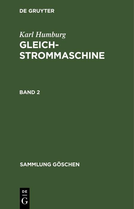 Produktbild: Karl Humburg: Gleichstrommaschine. Band 2