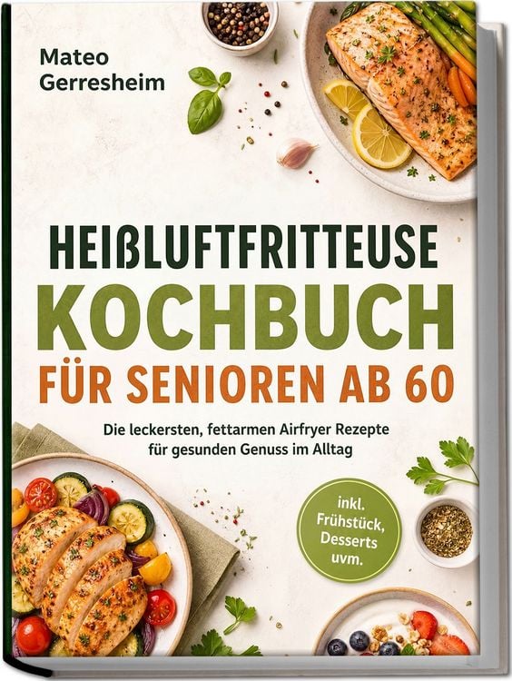 Produktbild: Hei&szlig;luftfritteuse Kochbuch f&uuml;r Senioren ab 60: Die leckersten, fettarmen Airfryer Rezepte f&uuml;r gesunden Genuss im Alltag &ndash; inkl. Fr&uuml;hst&uuml;ck, Desserts uvm.