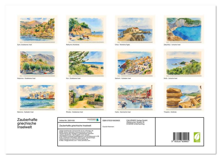 Produktbild: Zauberhafte griechische Inselwelt (Wandkalender 2026 DIN A3 quer), CALVENDO Monatskalender